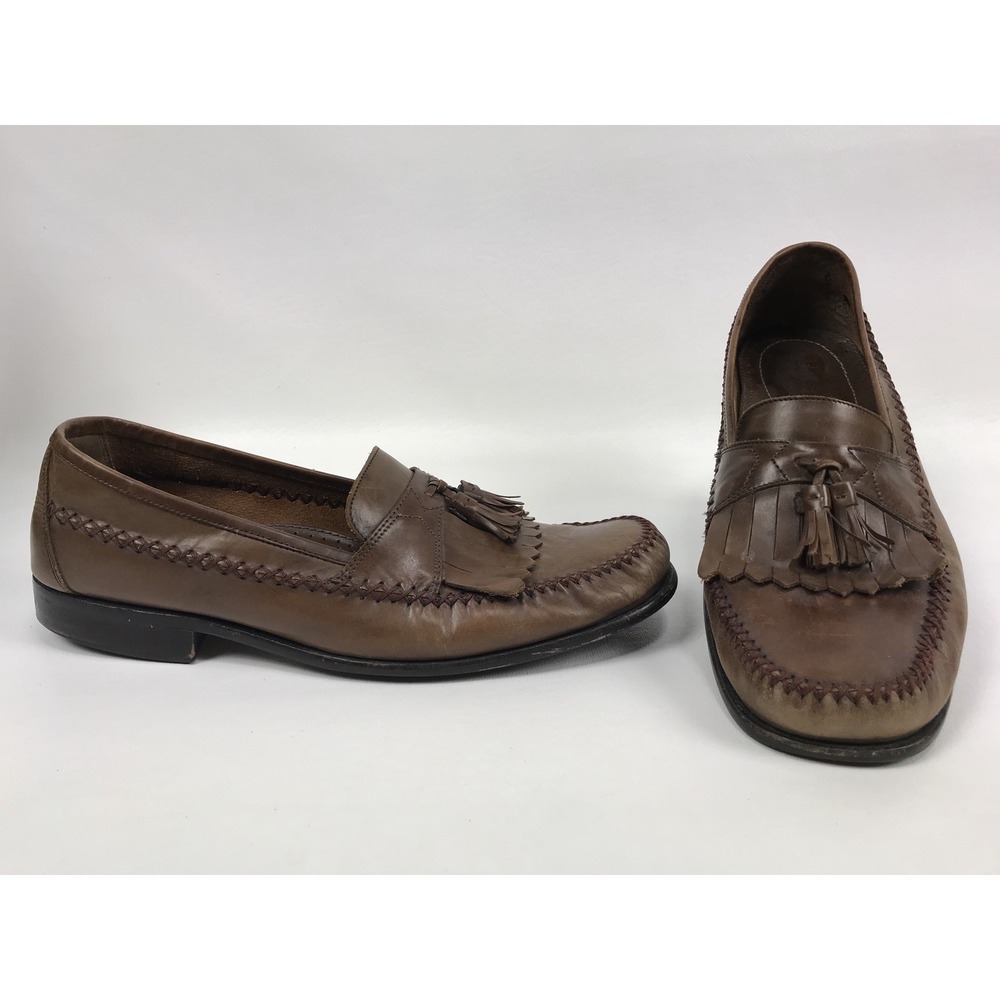 BASS FLEX Peterman Tassel Kiltie Loafers Brown Leather Shoes Mens Size 11.5 M
